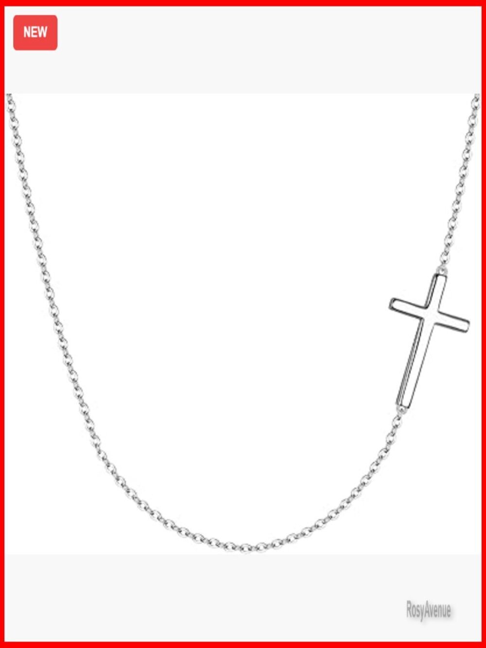 Sterling Silver Sideways Cross Choker Necklace, 18-20 Inch Chain